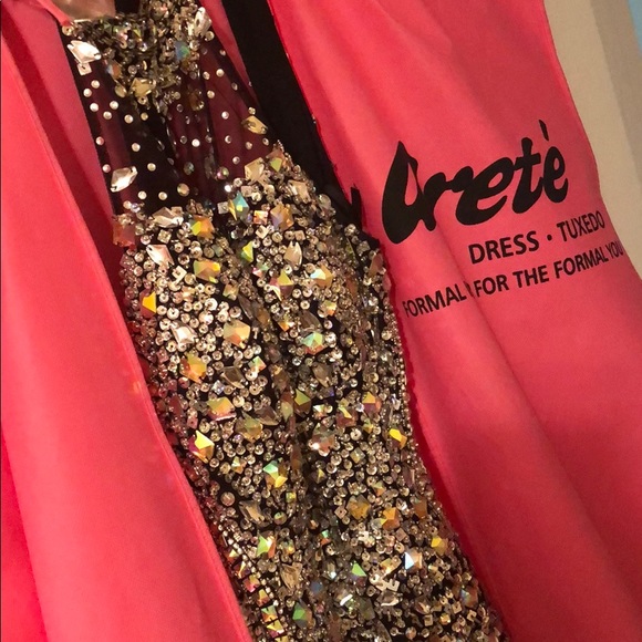 Black Beaded Long Prom Dress - Picture 6 of 6